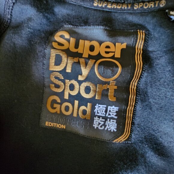 NWOT SuperDrySport Gold Warm Hooded Sport Jacket with gold trim. Sz 10 US - Picture 10 of 12